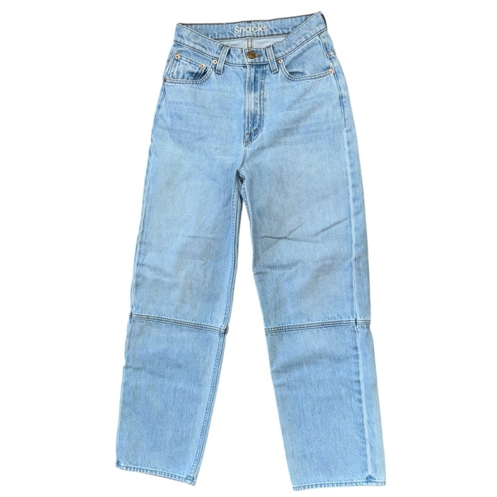 Snacks X Mother Just A Nibble Straight Leg Blue Jeans Womens 24 Western Preppy - Picture 2 of 16